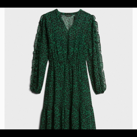 Green Animal Print Banana Republic Factory Dress - Picture 2 of 8
